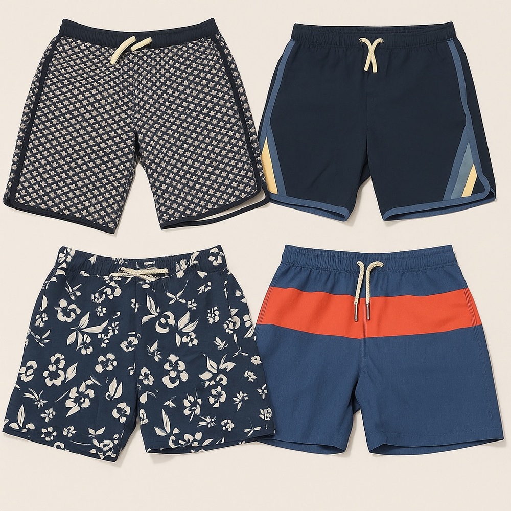 FAIR HARBOR: Boys Swim Trunks FOUR DIFFERENT STYLES. BUNDLE BUY